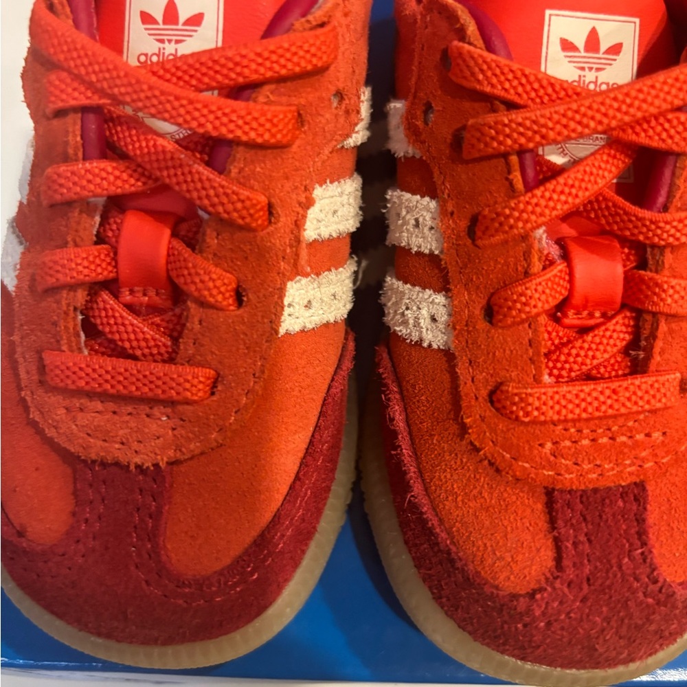 Adidas Kids Bright Red and White Sneakers